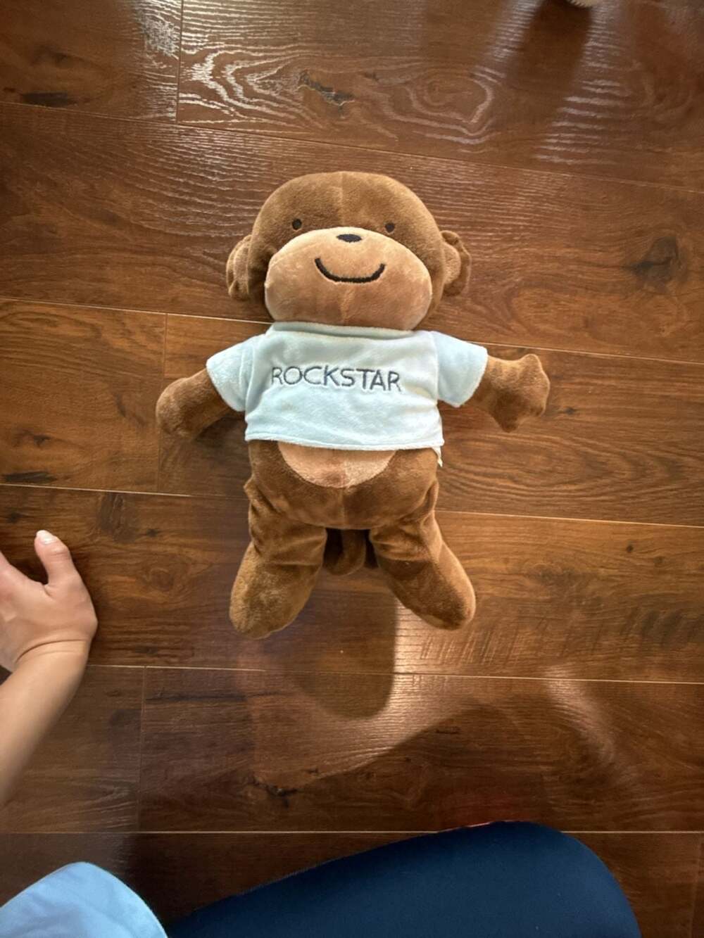 Carters Rockstar Monkey Plush Stuffed Animal Toy Brown Blue Shirt